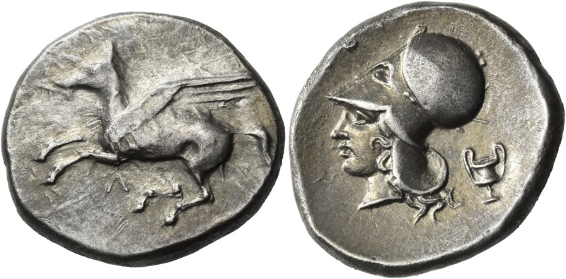 AKARNANIA. Leukas. Circa 350-320 BC. Stater (Silver, 22 mm, 8.36 g, 1 h). Λ Pega...