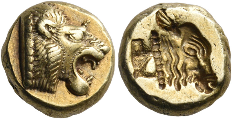 LESBOS. Mytilene. Circa 521-478 BC. Hekte (Electrum, 10 mm, 2.61 g, 3 h). Head o...