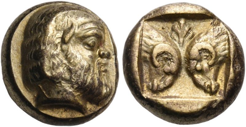 LESBOS. Mytilene. Circa 454-428/7 BC. Hekte (Electrum, 10 mm, 2.57 g, 7 h). Bald...