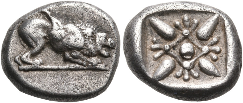 IONIA. Miletos. Mid 5th century BC. Hemidrachm (Silver, 13 mm, 2.26 g). Lion at ...