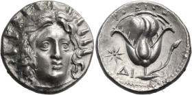 ISLANDS OFF CARIA, Rhodos. Rhodes. Circa 250-229 BC. Didrachm (Silver, 20 mm, 6.28 g, 12 h). Radite head of Helios facing, turned slightly to the righ...