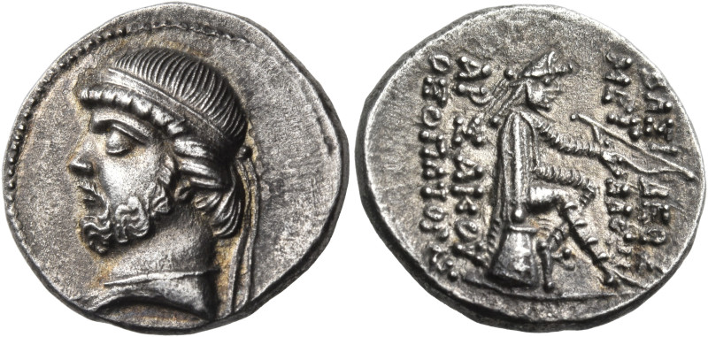 KINGS OF PARTHIA. Phraates II, 132-126 BC. Drachm (Silver, 18.5 mm, 3.95 g, 12 h...