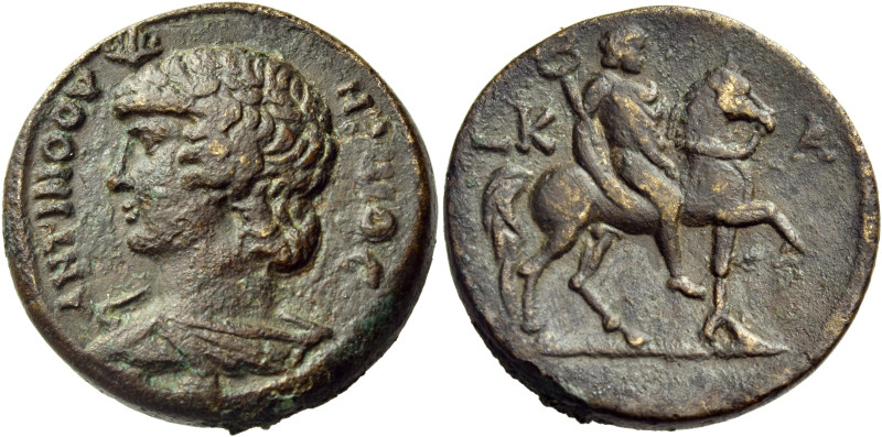 EGYPT. Alexandria. Antinoos, died in 130. Hemidrachm (Bronze, 23 mm, 9.76 g, 12 ...