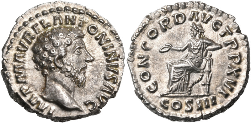 Marcus Aurelius, 161-180. Denarius (Silver, 17.5 mm, 3.32 g, 6 h). IMP M AVREL A...