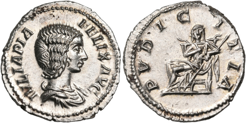 Julia Domna, Augusta, 193-217. Denarius (Silver, 19 mm, 2.99 g, 7 h), Rome, 211-...