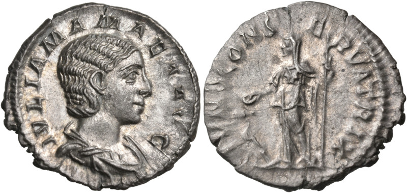 Julia Mamaea, Augusta, 222-235. Denarius (Silver, 19 mm, 2.62 g, 12 h), struck u...