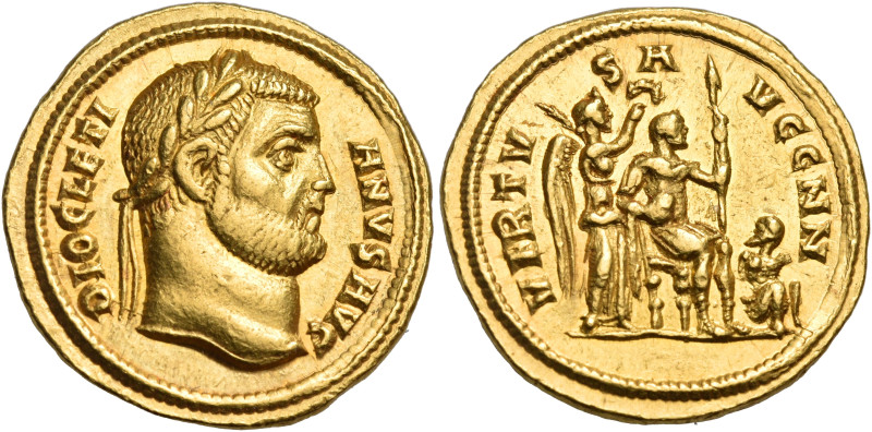 Diocletian, 284-305. Aureus (Gold, 19.5 mm, 5.46 g, 6 h), Cyzicus. DIOCLETI - AN...