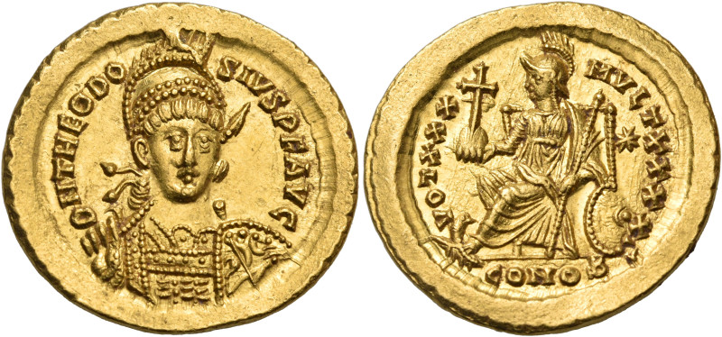 Theodosius II, 402-450. Solidus (Gold, 20.5 mm, 4.51 g, 7 h), Constantinople, Γ ...