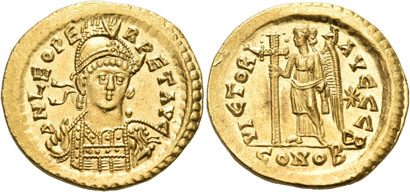 Leo I, 457-474. Solidus (Gold, 20 mm, 4.48 g, 6 h), Constantinople, B = 2nd offi...