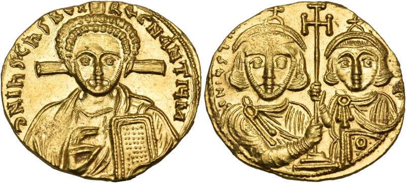 Justinian II, with Tiberius, second reign, 705-711. Solidus (Gold, 20 mm, 4.43 g...