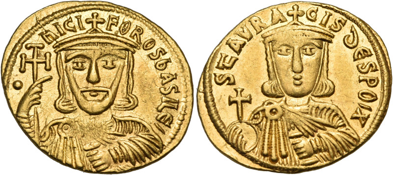 Nicephorus I, with Stauracius, 802-811. Solidus (Gold, 21 mm, 4.45 g, 6 h), Cons...