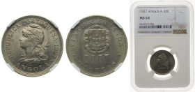 Angola Portuguese colony 1927 20 Centavos / 4 Macutas Copper-nickel (2001000) 4.2g NGC MS 64 KM 68