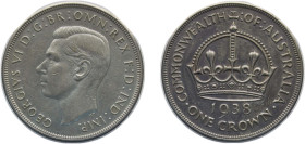 Australia Commonwealth 1938 1 Crown - George VI (Coronation) Silver (.925) Royal Mint (101600) 28.27g AU KM 34 Schön 28