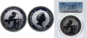 Australia Commonwealth 1998 1 Dollar - Elizabeth II (3rd Portrait - Australian Kookaburra) Silver (.999) Perth Mint (103119) 31.104g PCGS MS 67 KM 362