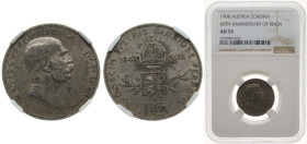 Austria Austro-Hungarian Empire 1908 1 Corona - Franz Joseph I (Reign) Silver (.835) Vienna Mint (4784992) 5g NGC AU 53 KM 2808