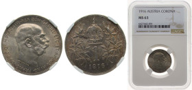 Austria Austro-Hungarian Empire 1916 1 Corona - Franz Joseph I Silver (.835) Vienna Mint (12415404) 5g NGC MS 63 KM 2820 Schön 19