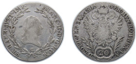Austria Archduchy of Austria Holy Roman Empire 1806 C 20 Kreuzer - Franz II Silver (.583) Prague Mint (2977000) 6.7g VF KM 2140 Schön 224 Adamo C29