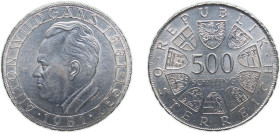 Austria Second Republic 1981 500 Schilling (Anton Wildgans) Silver (.640) (Copper .360) Vienna Mint (911200) 24g BU KM 2952