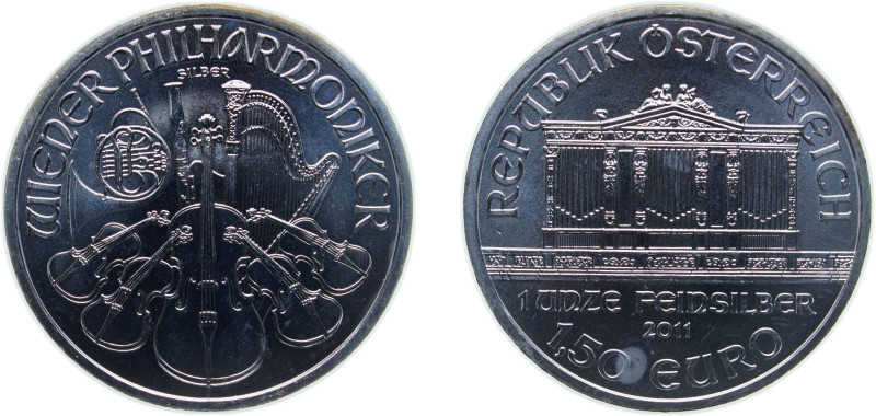 Austria Second Republic 2011 1½ Euro (Vienna Philharmonic) Silver (.999) Vienna ...