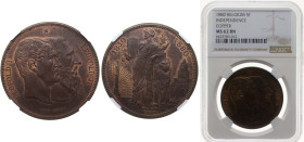 Belgium Kingdom 1880 5 Francs (50 Years of Belgium) Copper Brussels Mint NGC MS 62 BN