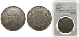 Belgium Kingdom 1868 5 Francs - Léopold II (small head) Silver (.900) (10% copper) Brussels Mint (6570564) 25g NGC AU 58 KM 24 LA BFM-127