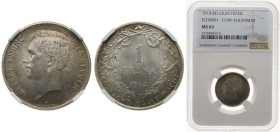 Belgium Kingdom 1914 1 Franc - Albert I (Dutch text) Silver (.835) (16.5% copper) Brussels Mint (10221581) 5g NGC MS 65 KM 73 LA BFM-92 Schön 29