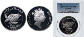 Bermuda British Overseas Territory 1986 1 Dollar - Elizabeth II (WWF; Silver Issue) Silver (.925) (21872) 28.28g PCGS PR70 Top Pop KM 49a Schön 50a