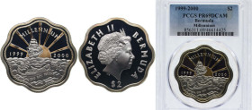 Bermuda British Overseas Territory 2000 2 Dollars - Elizabeth II (Millennium) Silver (.925) Royal Mint (30000) 28.28g PCGS PR69 Top Pop KM 116 Schön 1...
