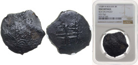 Bolivia Spanish colony 1728 P M 8 Reales - Philip V Silver (.931) Potosi Mint 23g NGC FINE Seawater Corrossion KM 31 KM R31