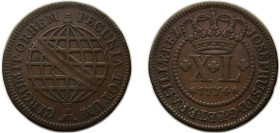 Brazil Portuguese colony 1774 40 Réis - José I Copper Lisbon Mint (231336) 28.68g XF KM 184 Bentes 223; 224; 225