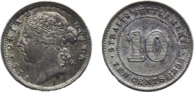 British Malaysia Straits Settlements British colony 1898 10 Cents - Victoria Silver (.800) Royal Mint (Tower Hill) (1960000) 2.71g UNC KM 11