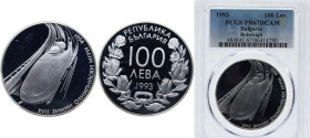 Bulgaria Republic 1993 100 Leva (XVII Winter Olympic Games - Bobsleigh) Silver (.925) Sofia Mint (33690) 23.33g PCGS PR 67 KM 209