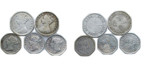China Hong Kong British colony 1888-1900 Cents - Victoria (5 Lots) Silver VF