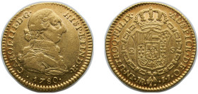 Colombia Spanish colony 1780 NR JJ 2 Escudos - Carlos III Gold (.902) Bogota Mint 6.73g XF KM 49 Hernández 729-732