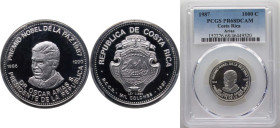 Costa Rica Second Costa Rican Republic 1987 1000 Colones (Oscar Arias) Silver (.925) Sherritt Mint (10000) 10.97g PCGS PR 68 KM 225