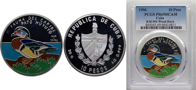 Cuba Second Republic 1996 10 Pesos (Wood Duck) Silver (.999) Havana Mint 20g PCG...