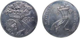 Cyprus Republic 1970 500 Mils (FAO - Silver proof issue) Silver (.800) Royal Mint (Tower Hill) (5000) 22.6g UNC KM 43a
