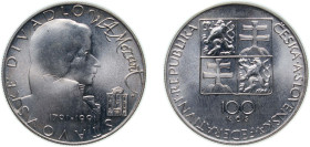Czechoslovakia Federal Republic 1991 100 Korun (Wolfgang Amadeus Mozart) Silver (.700) (75000) 13g BU KM 154