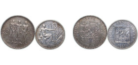 Czechoslovakia First Republic 1931-1934 10 & 20 Korun Silver (.700) Kremnica Mint AU