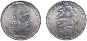 Czechoslovakia Socialist Republic 1974 100 Korun (Bedřich Smetana) Silver (.700) (75000) 15g BU KM 82