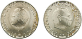 Denmark Kingdom 1968 C♥S 10 Kroner - Frederik IX (Wedding of Princess Benedikte) Silver (.800) (Copper .200) Copenhagen Mint (296760) 20.5g BU KM 857...