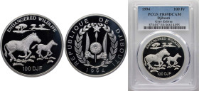 Djibouti Republic 1994 100 Francs ("Endangered Wildlife") Silver (.925) (15000) 31.47g PCGS PR 69 KM 32 Schön 26