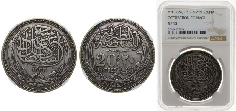 Egypt British Protectorate AH 1335 (1917) 20 Qirsh/ Piastres - Hussein Kamel Sil...