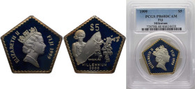 Fiji Republic 1999 5 Dollars - Elizabeth II (Millennium) Silver (.925) (10000) 31.44g PCGS PR68 Top Pop KM 80 Schön 90