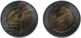 Finland Republic 2005 5 Euro (Helsinki Athletic Championship) Bimetallic: brass centre in copper-nickel ring Vantaa Mint (170000) 19.8g BU KM 118 Schö...