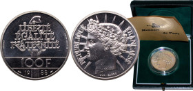 France Fifth Republic 1988 100 Francs (Piedfort Issue) Silver (.900) Paris Mint (20000) 30g BU KM P999