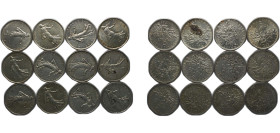 France Fifth Republic 1960-1966 5 Francs (12 Lots) Silver (.835) Paris Mint AU KM 926 Gad 770 F 340 Schön 235
