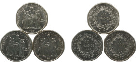 France Fifth Republic 1965-1969 10 Francs (3 Lots) Silver (.900) Paris Mint BU KM 932 Schön 236 Gad 813 F 364