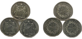 France Fifth Republic 1970-1972 10 Francs (3 Lots) Silver (.900) Paris Mint BU KM 932 Schön 236 Gad 813 F 364