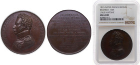 France Kingdom 1815 Medal - Louis Antoine Bronze NGC MS 63 BN BRAMSEN 1605